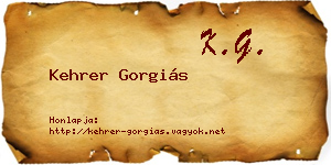Kehrer Gorgiás névjegykártya